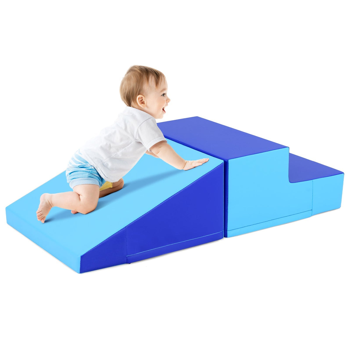 2-Piece Step and Slide Climber for Infants and Toddlers Baby Soft Play Set