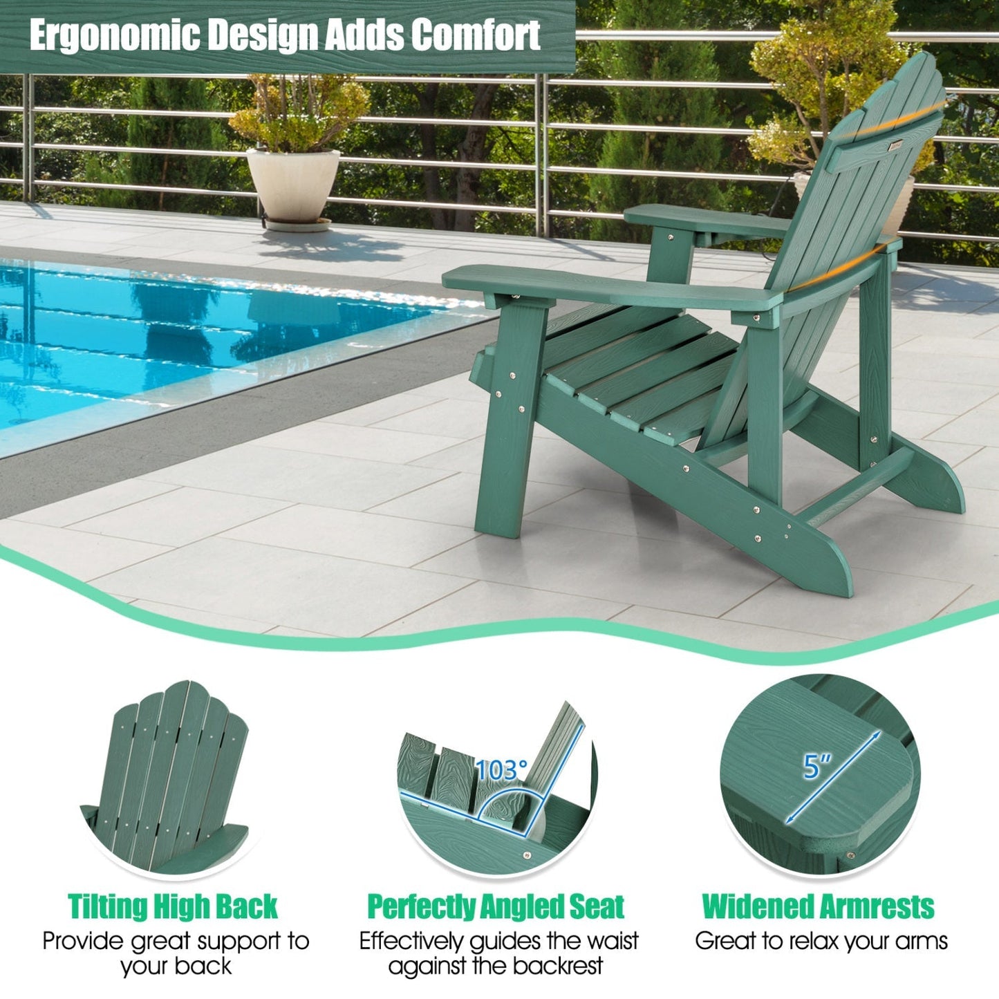 Adirondack Chair Set - Adult & Kids Pair for Patio