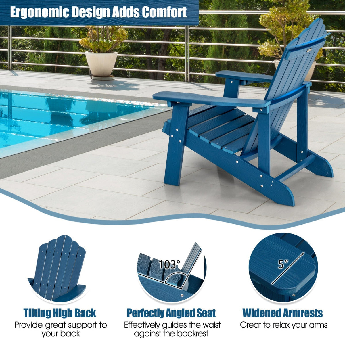 Adirondack Chair Set - Adult & Kids Pair for Patio