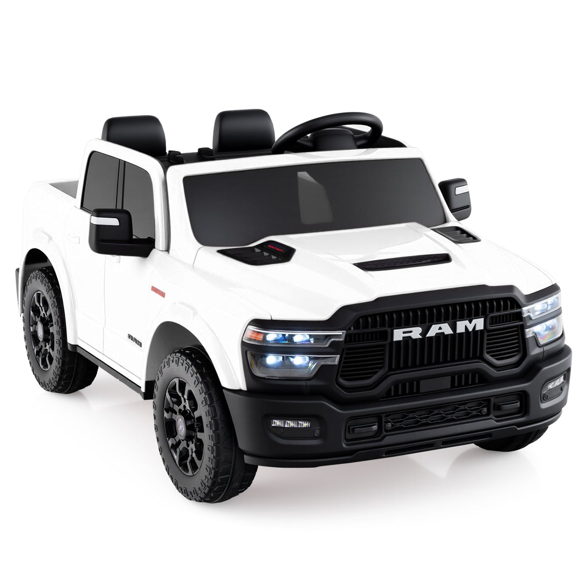 2 Seater 24V Ride on Toy for Big Kids Licensed Ram Truck with Remote and Music