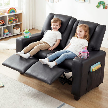 2-Seater Kids Recliner Double Toddler Sofa Chair with 2 Cup Holders