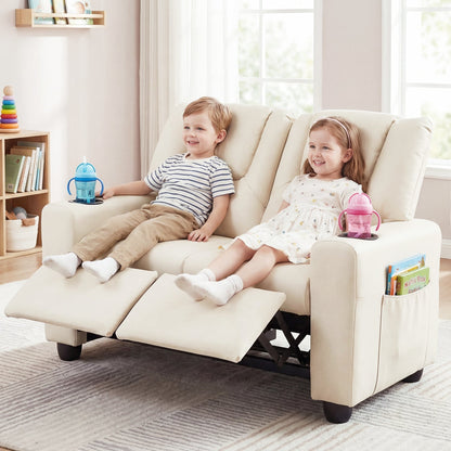 2-Seater Kids Recliner Double Toddler Sofa Chair with 2 Cup Holders