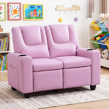 2-Seater Kids Recliner Double Toddler Sofa Chair with 2 Cup Holders