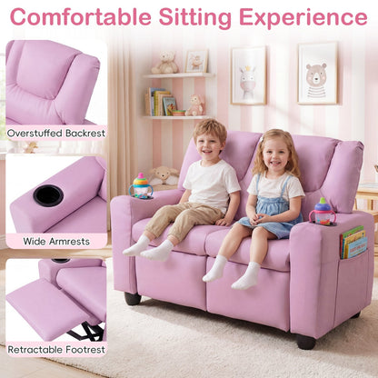 2-Seater Kids Recliner Double Toddler Sofa Chair with 2 Cup Holders