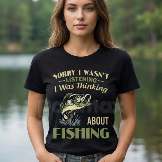 "Sorry I Wasn't Listening" Bass Fishing T-Shirt – Funny Largemouth Bass Graphic Tee, Premium 100% Cotton Angler Humor Top, Soft Lived-In Heavyweight Fisherman Shirt, Made in USA
