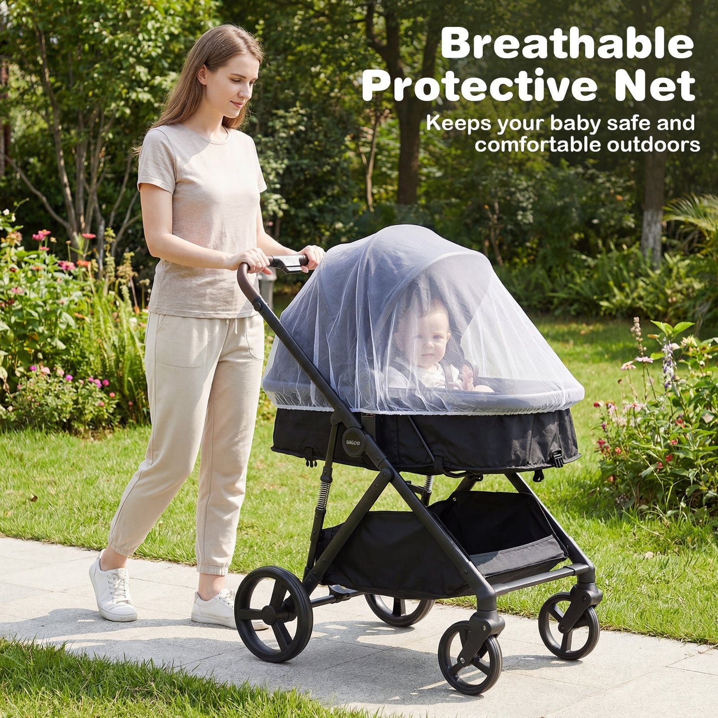 2 in 1 Baby Stroller with Bassinet Mode High Landscape with Reversible Seat and Canopy