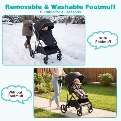 2 in 1 Baby Stroller with Bassinet Mode High Landscape with Reversible Seat and Canopy