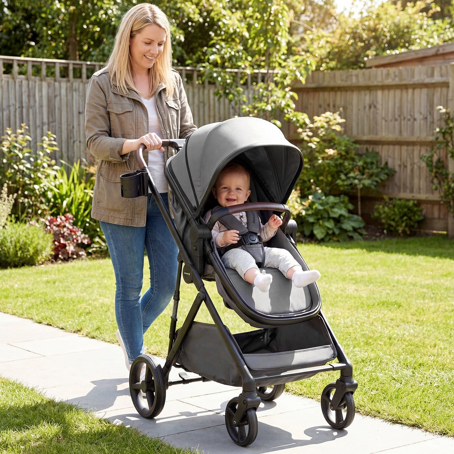2 in 1 Baby Stroller with Bassinet Mode High Landscape with Reversible Seat and Canopy