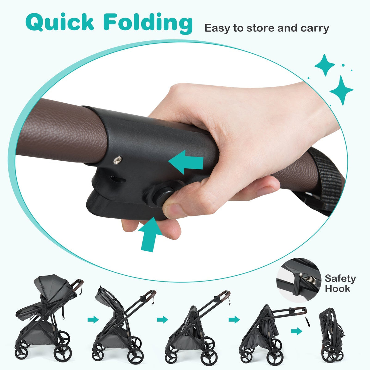 2 in 1 Baby Stroller with Bassinet Mode High Landscape with Reversible Seat and Canopy