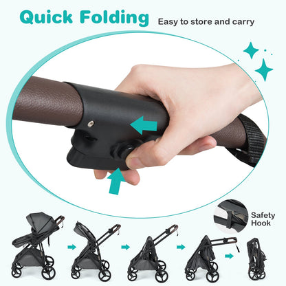 2 in 1 Baby Stroller with Bassinet Mode High Landscape with Reversible Seat and Canopy