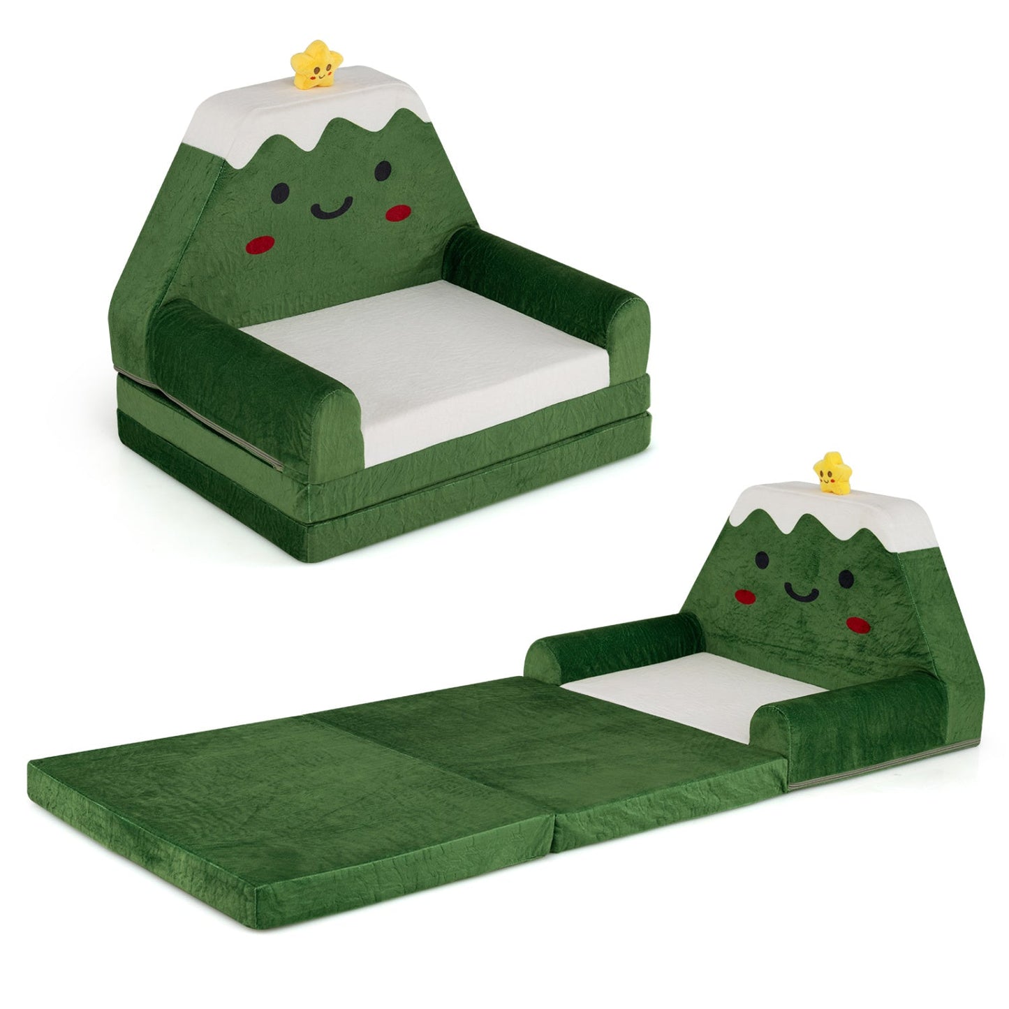 2-in-1 Convertible Kids Sofa to Lounger with Christmas Patterns