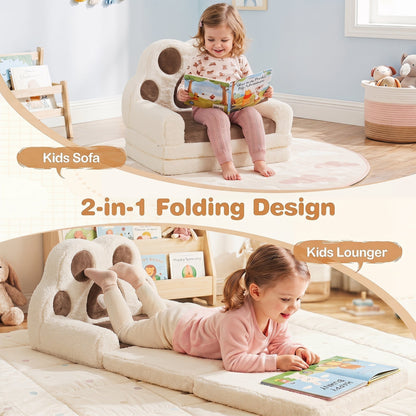 2-in-1 Convertible Kids Sofa to Lounger with Removable Cover
