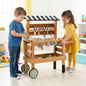 2-in-1 Kids Rolling Cart with Play Tools Set for Construction Play-Brown