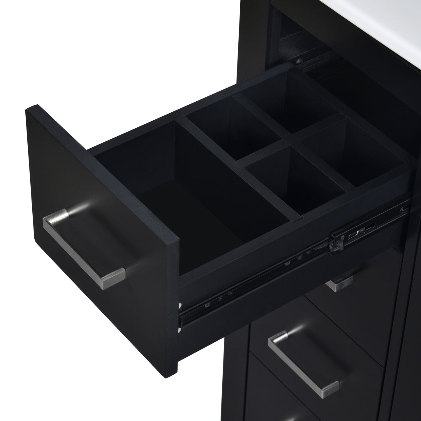 Ceramic Sink Combo, Freestanding Vanity Set With 3 Drawers & Soft Closing Doors