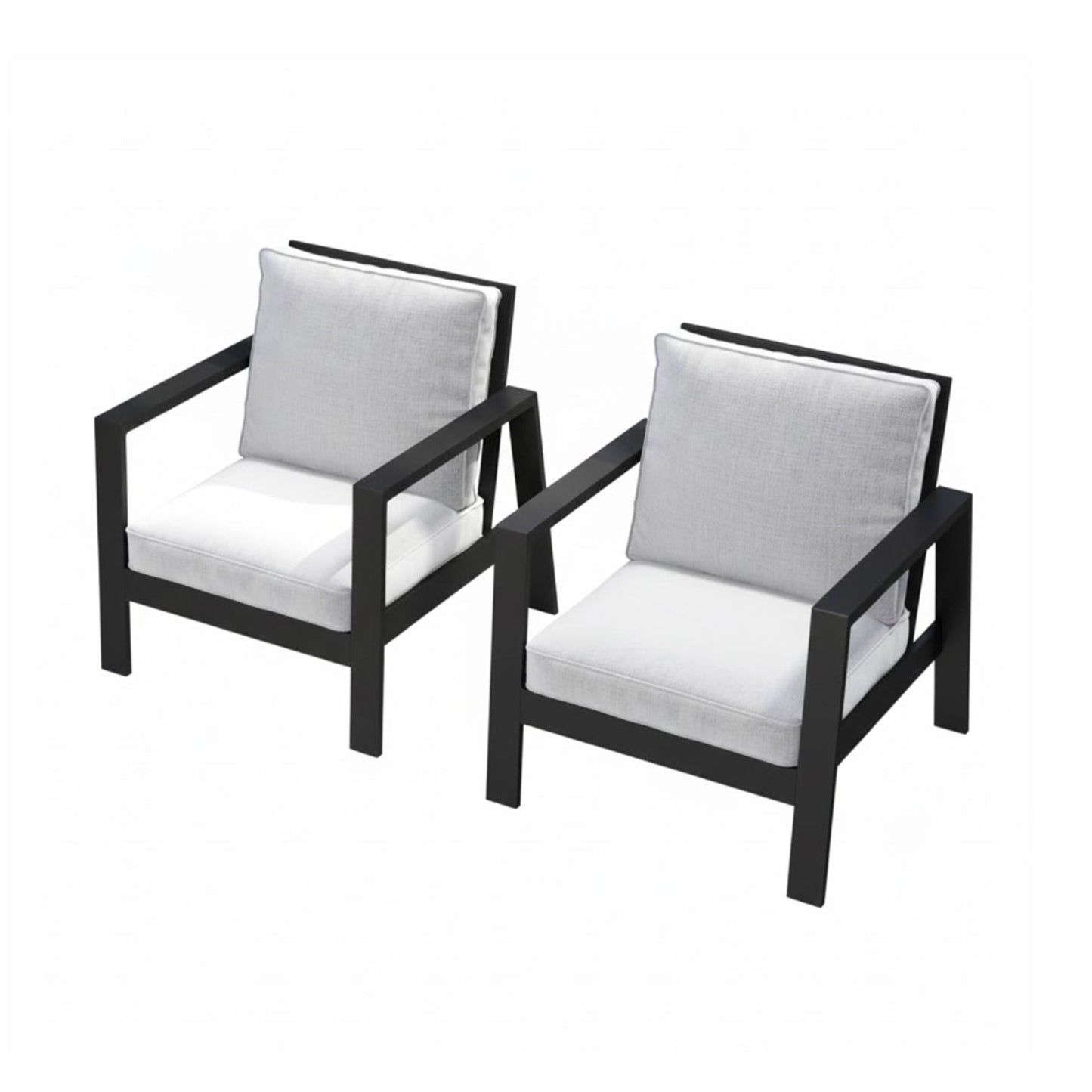 All-Weather Ergonomic Patio Armchairs With Thick Cushions (Set of 2)