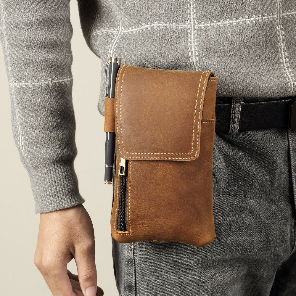 Genuine Leather Mens Cowhide Durable Work Belt-Powered Bag