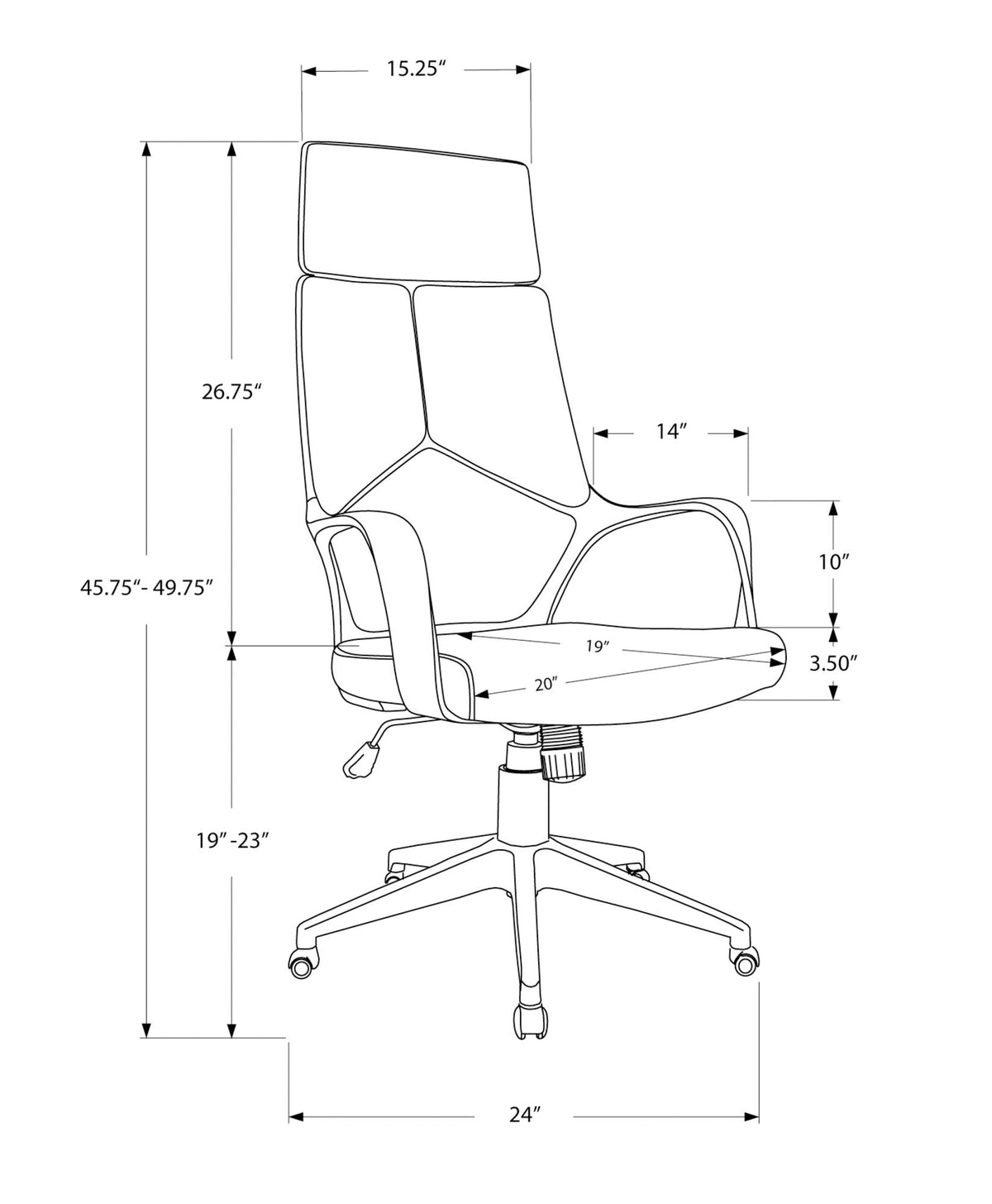 Office Swivel Chair, Adjustable Height, Ergonomic, Armrests, Contemporary & Modern