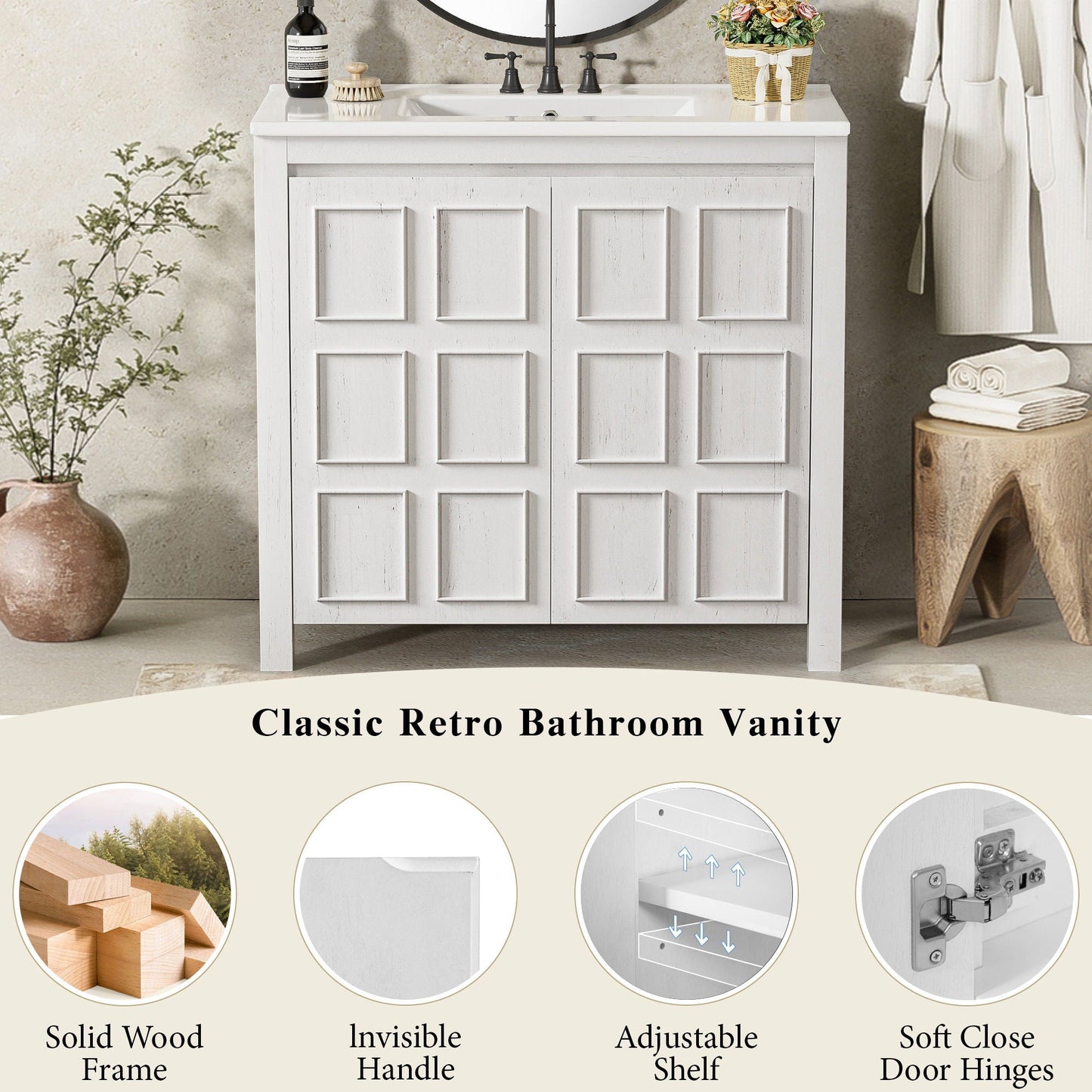 Bathroom Vanity Organizer With Sink, Combo Cabinet Set, Bathroom Storage Cabinet