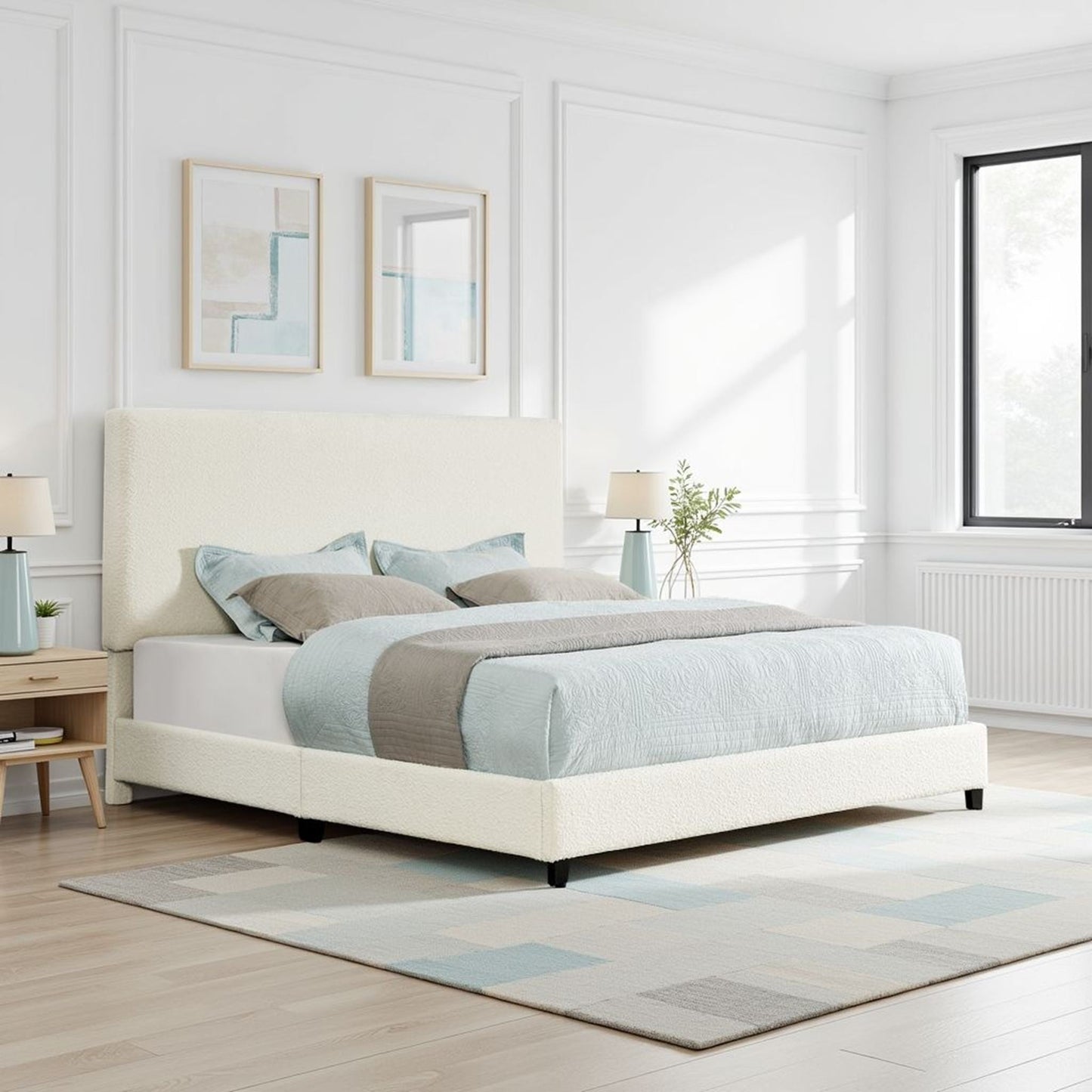 Platform Bed & Upholstered Headboard