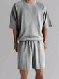 Men's Full Size Round Neck Top and Shorts Set Plus Size