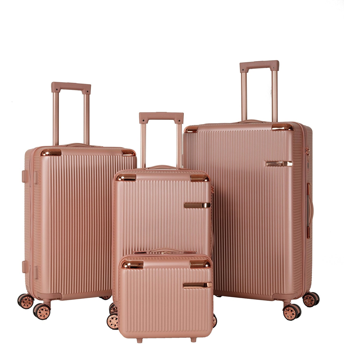 4-Piece Hard ABS Luggage Set with 360° Dual Rotating Wheels