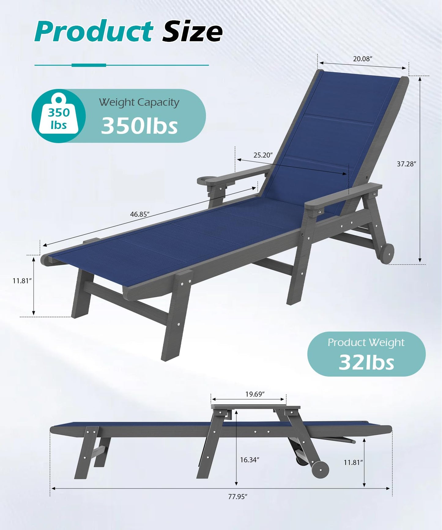Outdoor Pool Lounge Chairs Set of 2