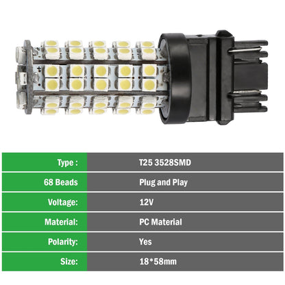 10Pcs/Kit LED Car Light Bulbs 760lm T25 3528SMD 6000K Pure White Auto Lamps Replacement for Dome Map Door Trunk Signal License Plate