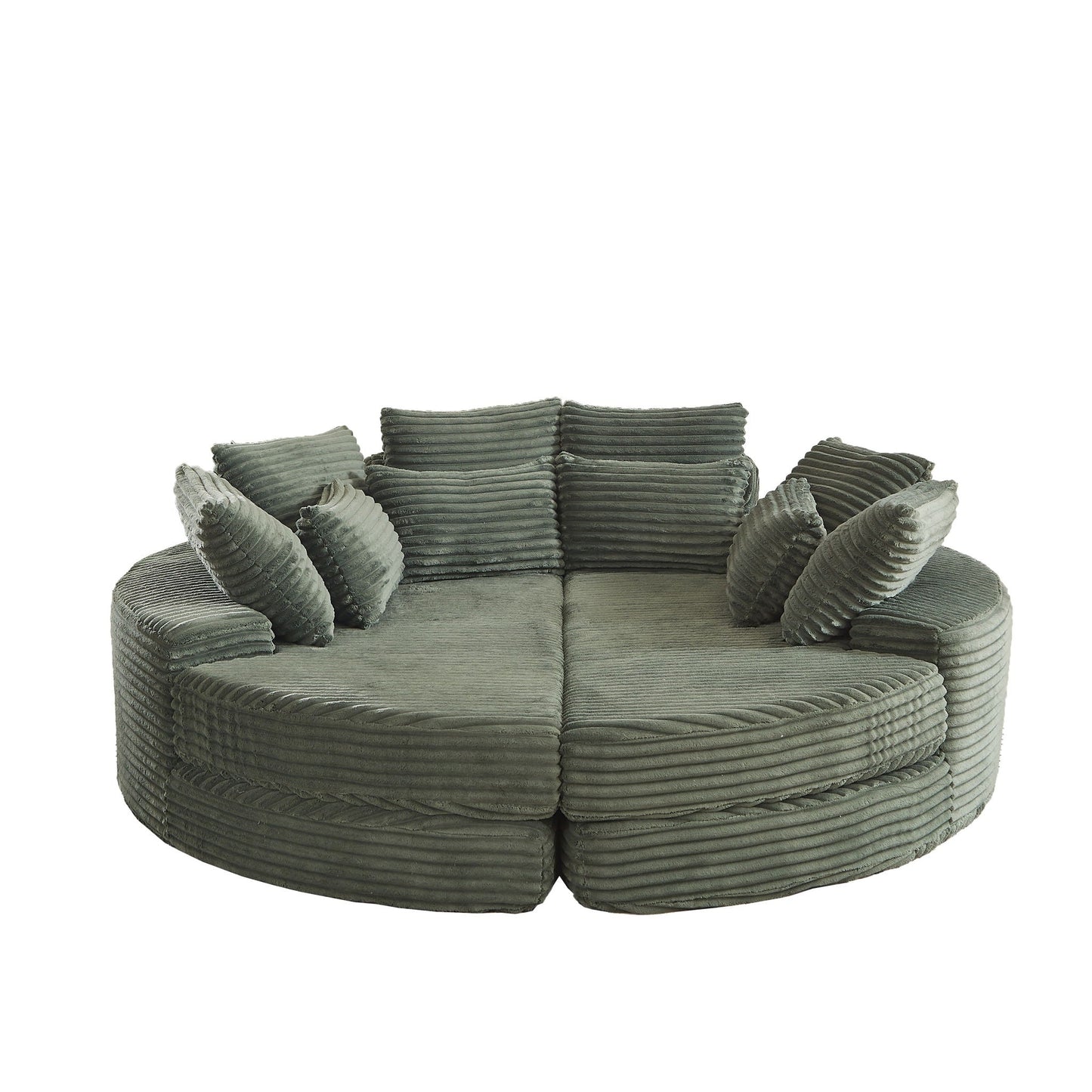 Round Oversized Sofa Bed With 5 Throw Pillows
