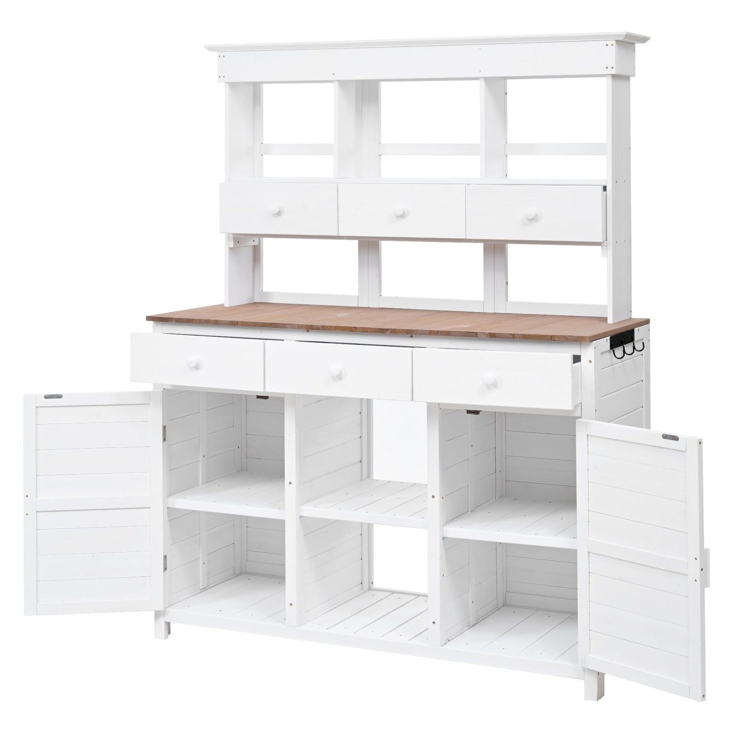 TOPMAX 65.7" Tall Garden Potting Bench Table with Hutch