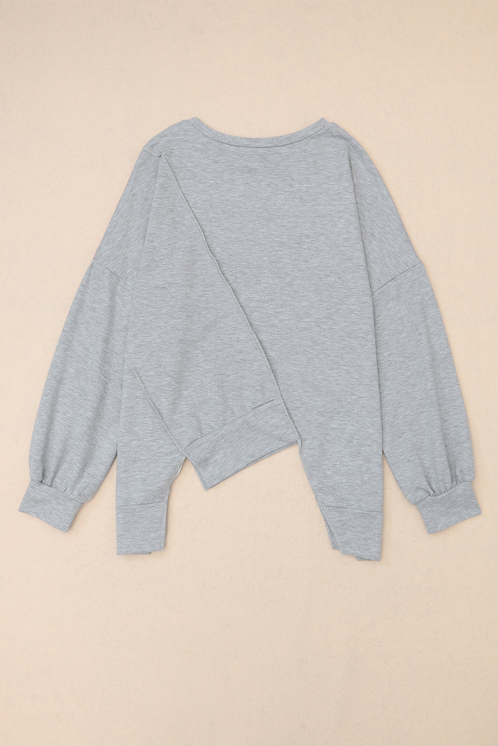 Isabella Stitching Irregular Hem Long Sleeve Top