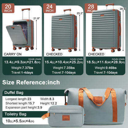 Deluxe 5-Piece Hard-Side Luggage Set with USB and TSA Locks