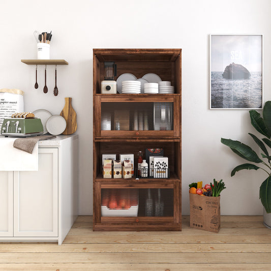 Bookcase Contemporary Closed Back Glass Doors Office Storage Cabinet