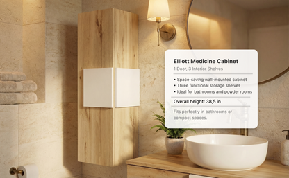 Medicine 38"H Single Door Cabinet, Three Shelves, Light