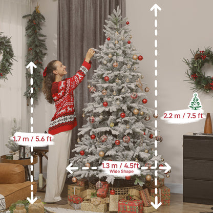 HOMCOM 7.5 ft Artificial Frosted Christmas Tree