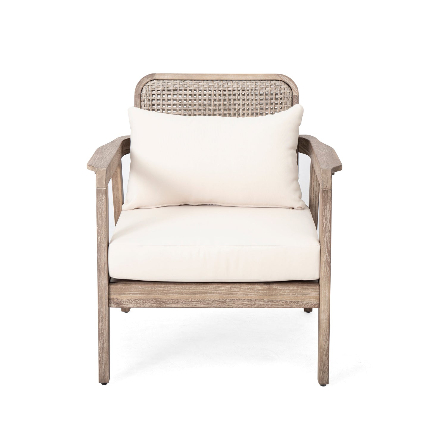 Set of 2 Outdoor Acacia Wood Patio Club Chairs with Waterproof Cushions