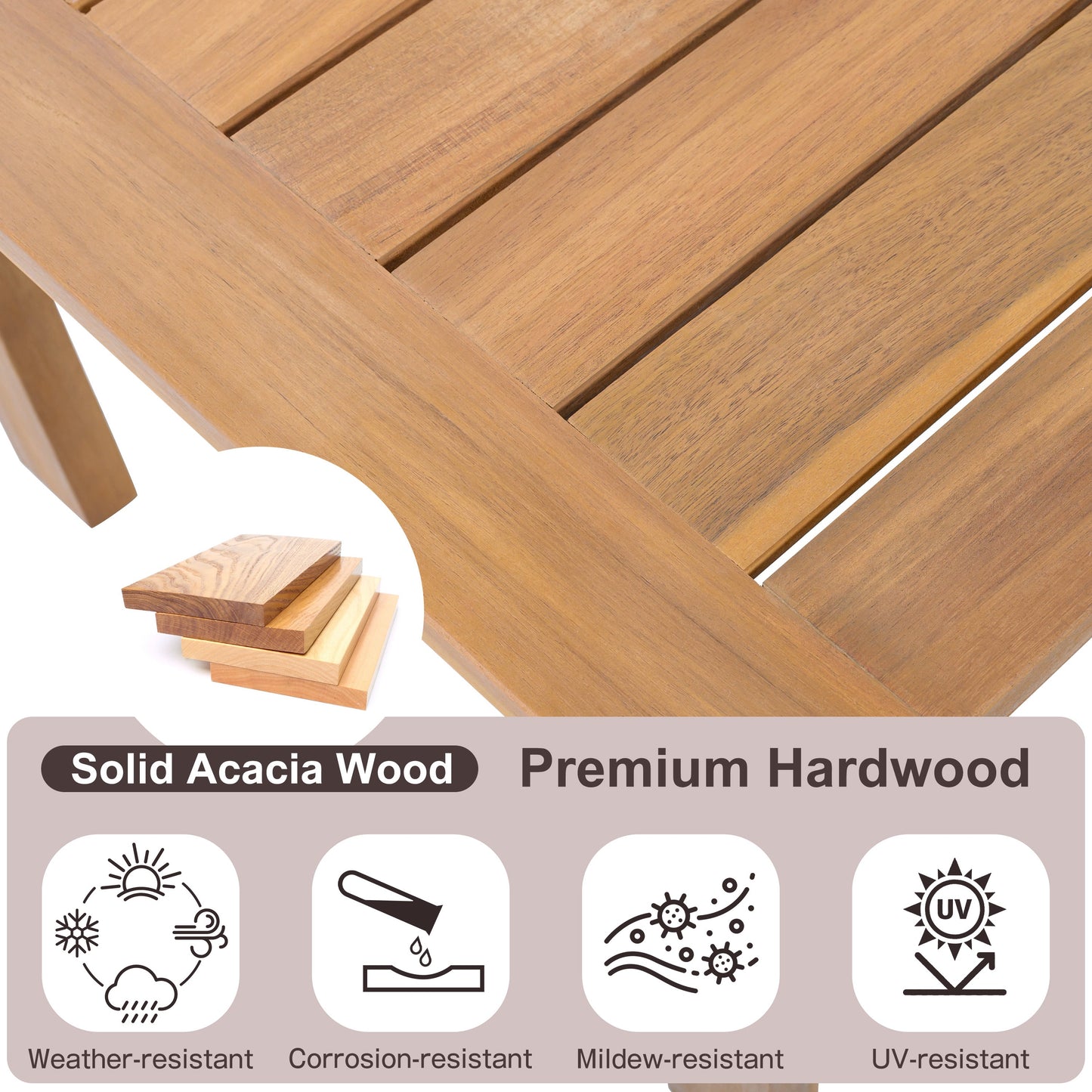 Outdoor 2-Piece Acacia Wood Patio Chat Set