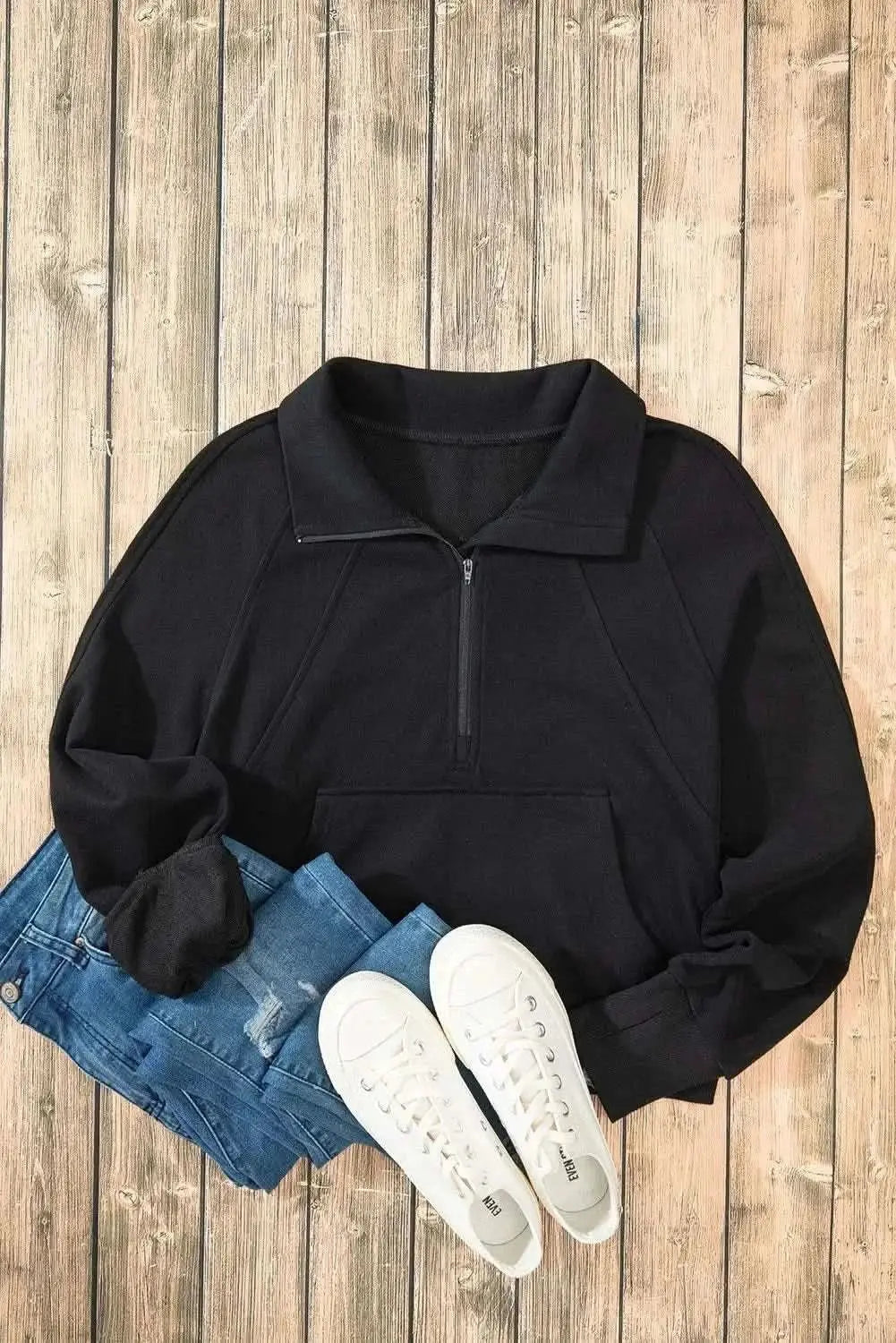 Trendsi Women's Half Zip Sweatshirt With Pockets — Fleece Pullover
