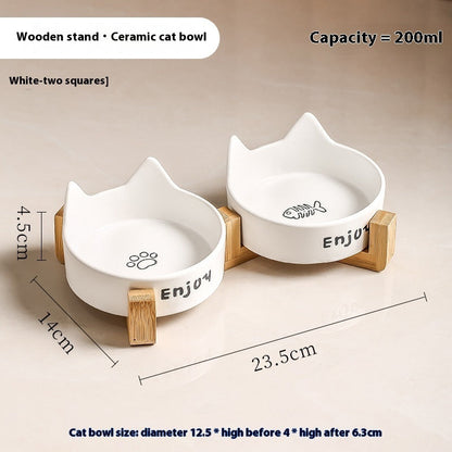 2-in-1 Cat Food Bowl Pet Water Bowl Anti-tumble