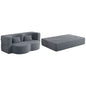 Modern Floor Sofa With Two Pillows Convertible Teddy Fabric Foam Filled Bed