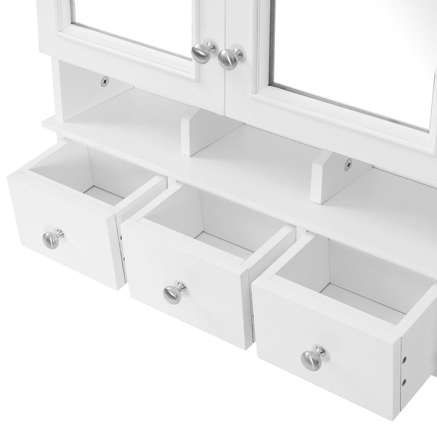 Modern Bathroom Mirror Cabinet With Drawers, Organizer Hooks, And High-Definition Mirrors