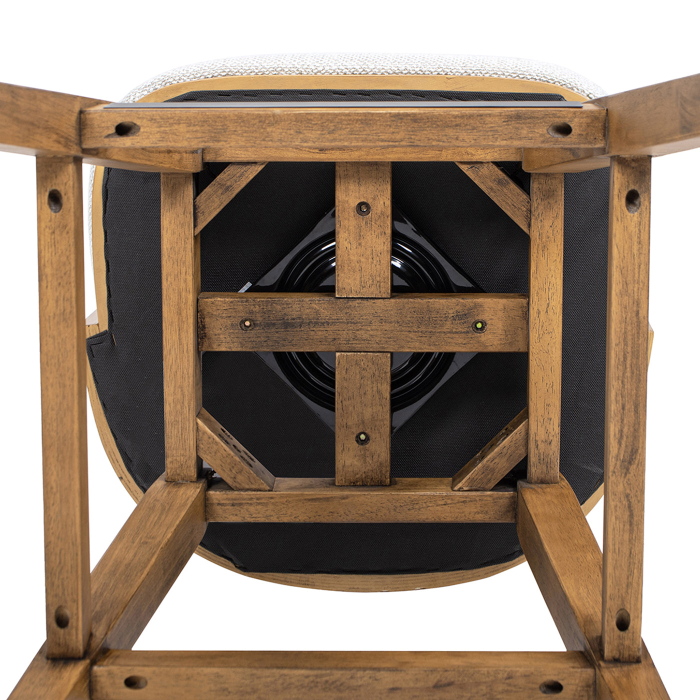 Bahama 30' Cane Rattan High-Back Swivel Bar Stool with Recessed Arms, Two-Tone Neutral Gray Polyester Wool Blend