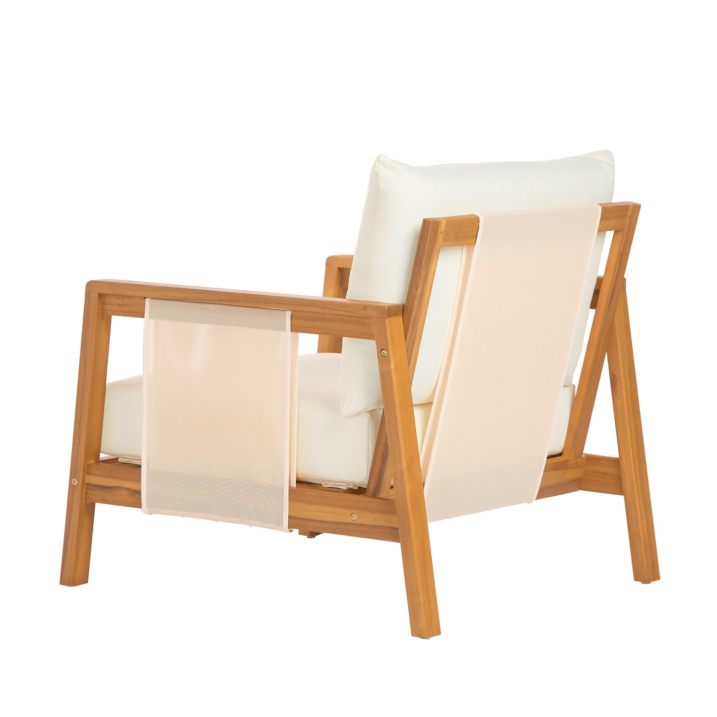 Outdoor Club Chair, Acacia Wood Frame with Textilene Accents