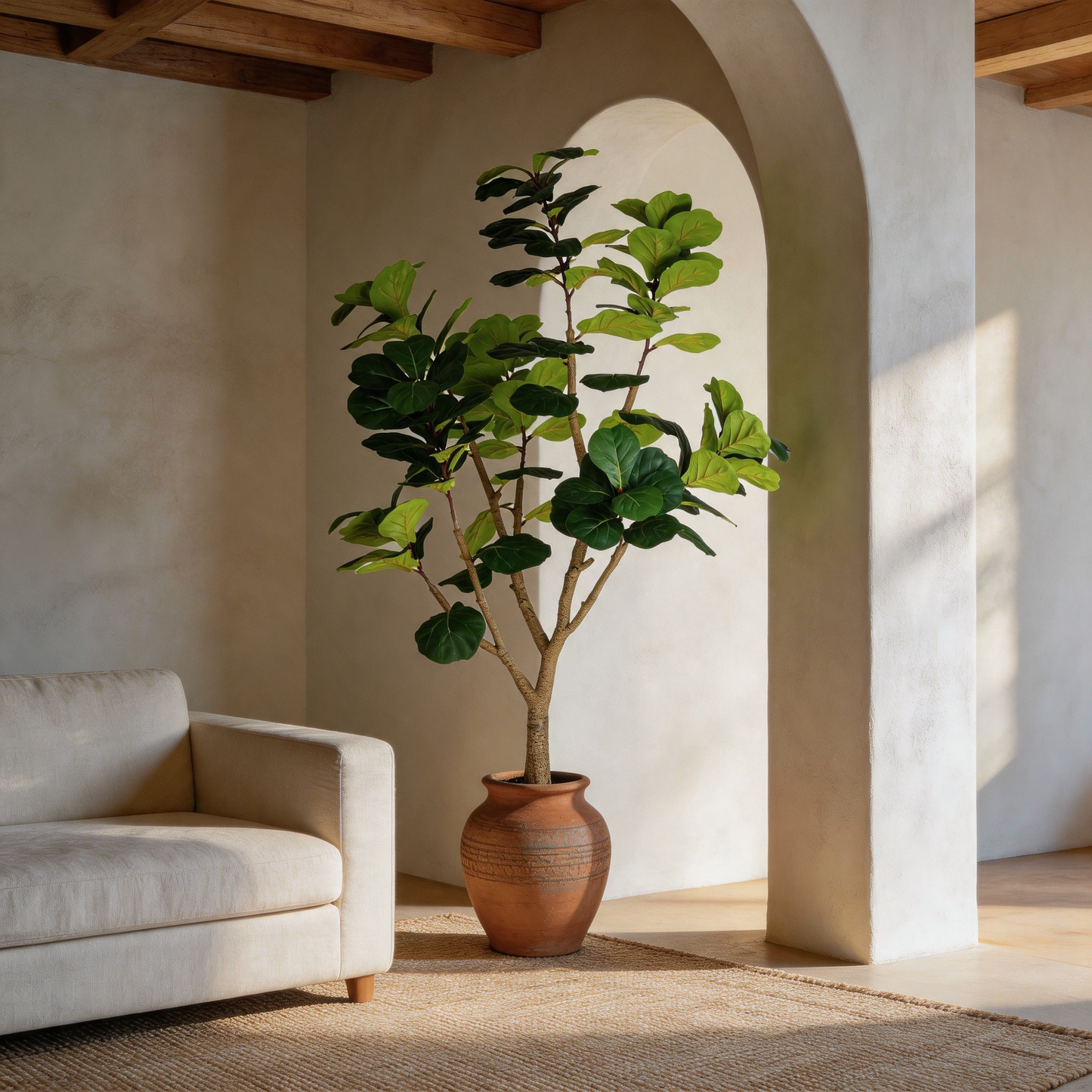 7FT Artificial Fiddle Leaf Fig Tree, Realistic Faux Potted Plant
