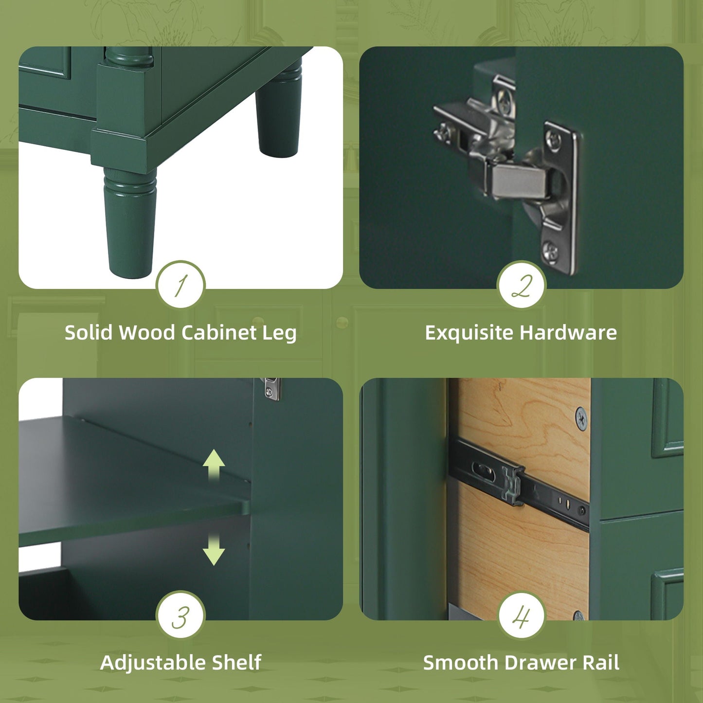 Bathroom Vanity With Sink, Freestanding Storage Cabinet & 2 Drawers And Soft Closing Door, Solid Legs, Frame, Basin,