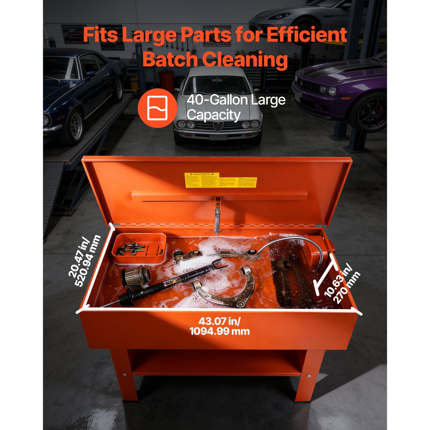 Parts Washer 40-Gallon with Electric Pump for Automotive Cleaning