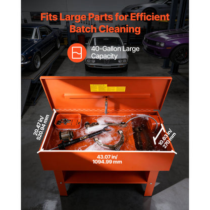Parts Washer 40-Gallon with Electric Pump for Automotive Cleaning