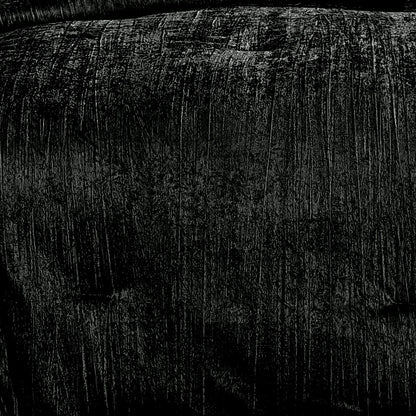 Turin 7 Piece Black Crinkle Velvet Comforter Set
