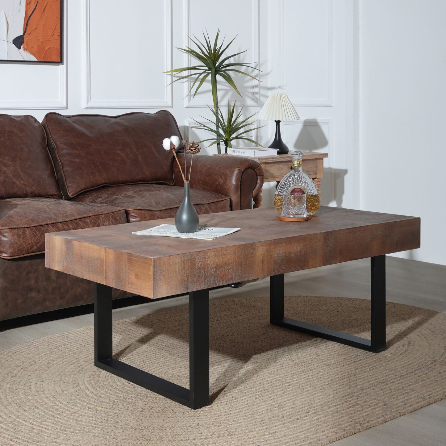 Rectangular Coffee Table With U-Shaped Legs Living Room - Multi