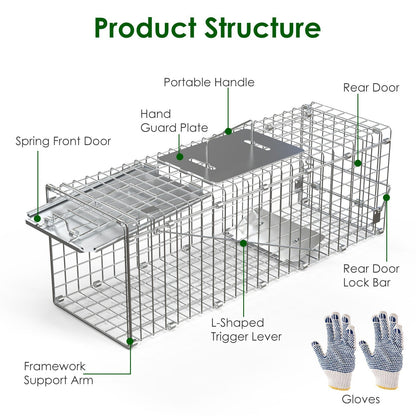 2PCS Folding Humane Animal Trap Cages for Cats, Rabbits & Squirrels
