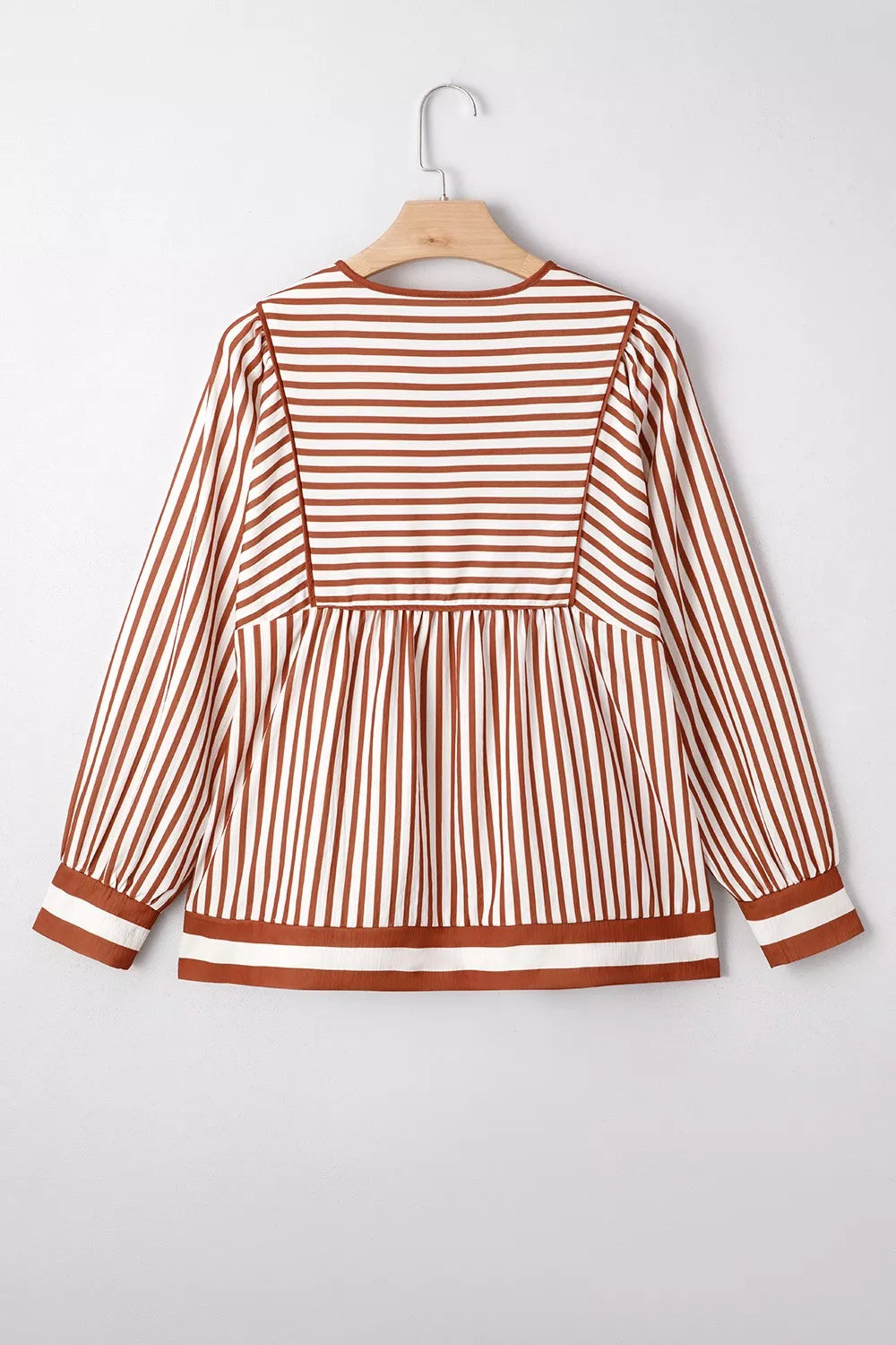 Stripe Babydoll Long Sleeve Blouse